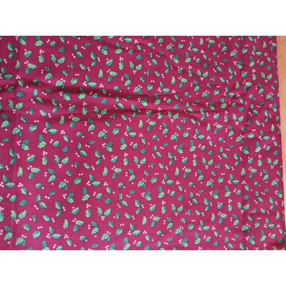 2 Yards 44" Wide Cotton Christmas Holly Leaves VIP CranstonPrint Works Fabric